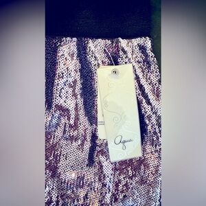 AQUA New glitter silver mini skirt